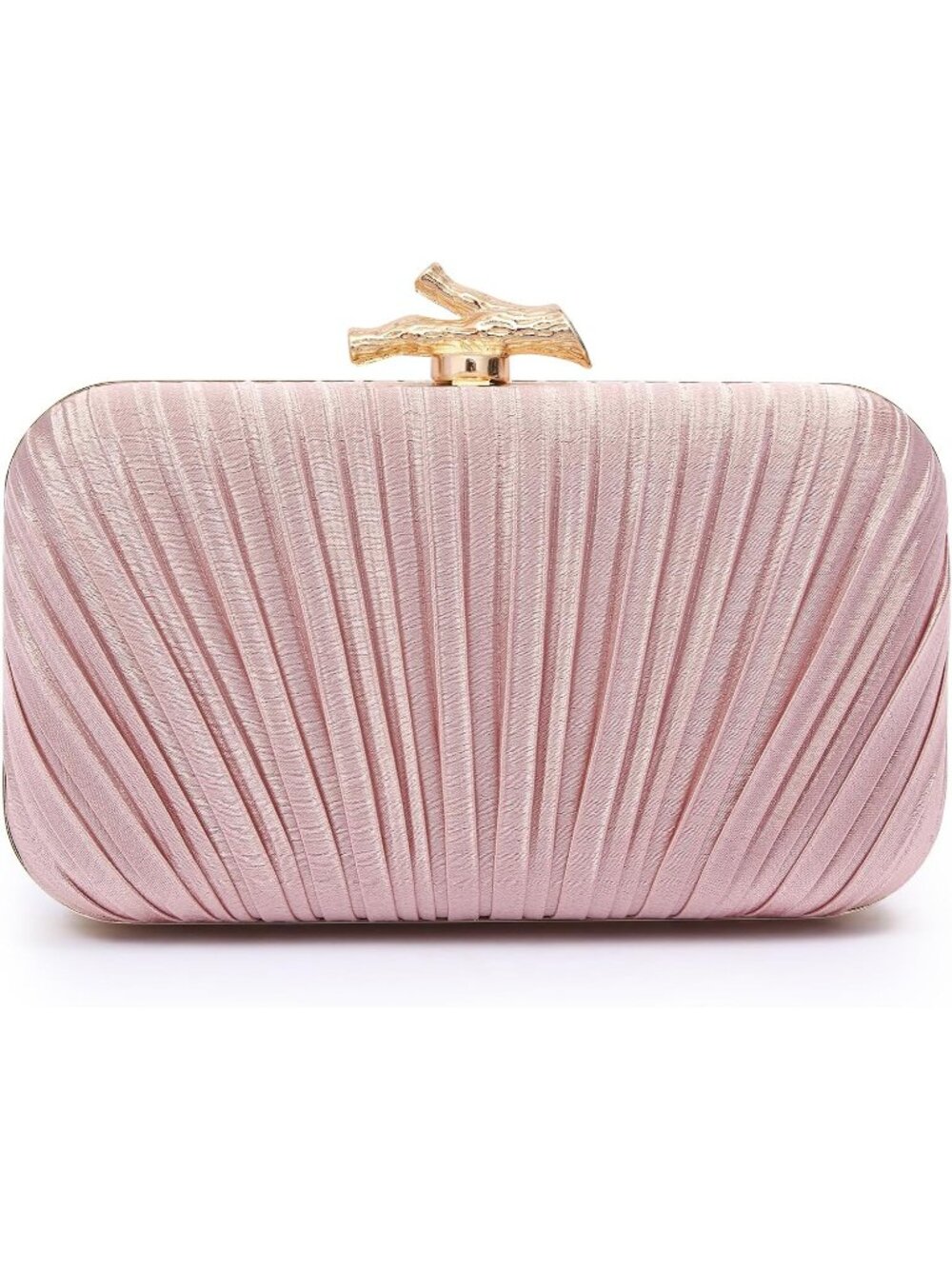 〽️Women's Pink Clutch Purse Pleated For Formal With Chain Evening Party Bag